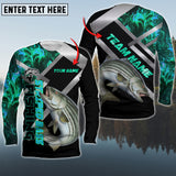 Maxcorners Striped Bass Fishing Cyan Smoke Pattern Pro Sport Jersey Personalized Name And Team Name Long Sweat Shirt