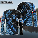 Maxcorner Chinook Fishing Fishing Rapper Blue Camo Pattern Personalized 3D Long Sleeve Shirt