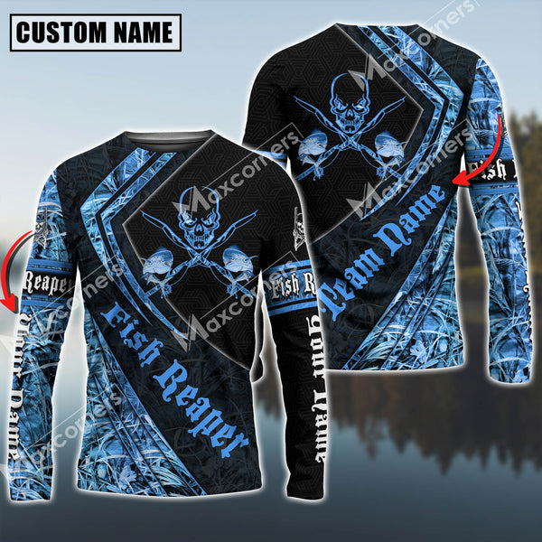 Maxcorner Mahi-Mahi Fishing Fishing Rapper Blue Camo Pattern Personalized 3D Long Sleeve Shirt