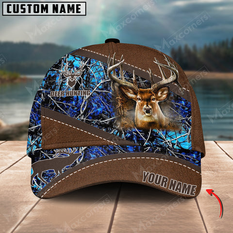 Maxcorners Deer Hunting Camo Pattern Multicolor Personalized Name 3D Cap