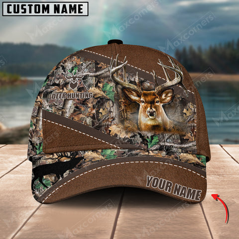 Maxcorners Deer Hunting Camo Pattern Multicolor Personalized Name 3D Cap