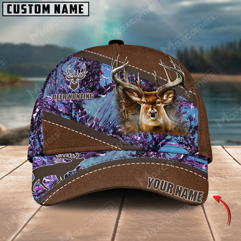 Maxcorners Deer Hunting Camo Pattern Multicolor Personalized Name 3D Cap