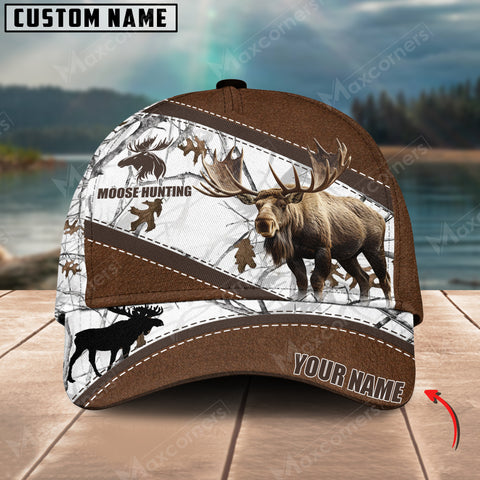 Maxcorners Moose Hunting Camo Pattern Multicolor Personalized Name 3D Cap