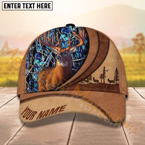 Maxcorners Deer Hunting Leather Pattern Personalized Name 3D Cap (8 colors)