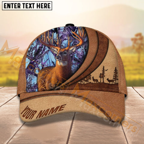 Maxcorners Deer Hunting Leather Pattern Personalized Name 3D Cap (8 colors)