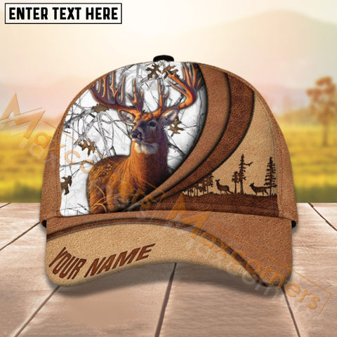 Maxcorners Deer Hunting Leather Pattern Personalized Name 3D Cap (8 colors)