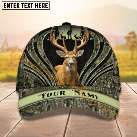 Maxcorners Deer Hunting Camouflage Pattern Personalized Name 3D Cap (9 colors)