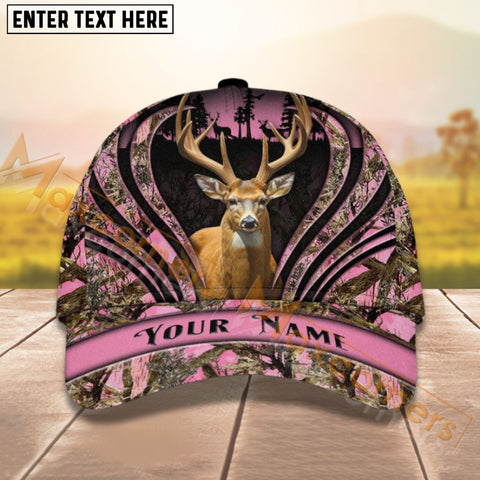 Maxcorners Deer Hunting Camouflage Pattern Personalized Name 3D Cap (9 colors)