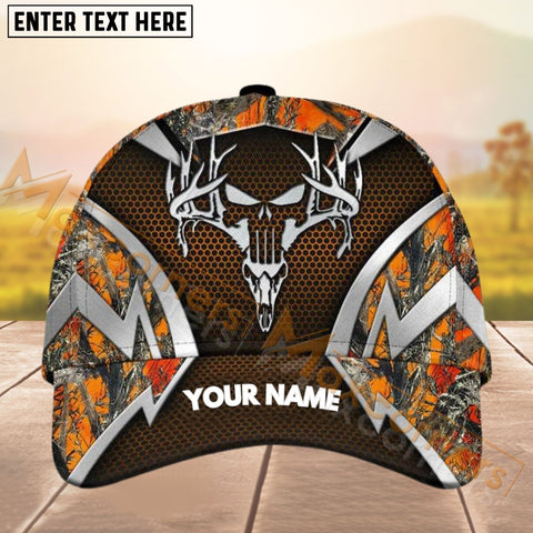 Maxcorners Deer Hunting Logo Silver Pattern Personalized Name 3D Cap (8 colors)