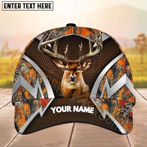 Maxcorners Deer Hunting Silver Pattern Personalized Name 3D Cap (4 colors)