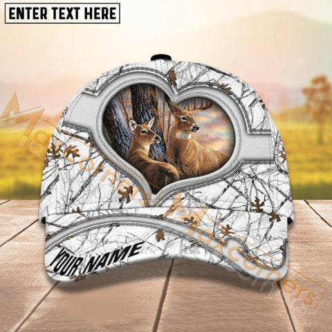 Maxcorners Couple Deer Hunting Love Pattern Personalized Name 3D Cap (8 colors)