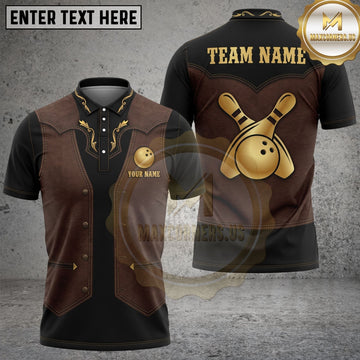 Maxcorners Bowling Shirt Western Cowboy Vest Design Personalized Name, Team Name Unisex 3D Shirt