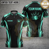 Maxcorners Bowling Shirt Dynamic Strike Ball Graphic Geometric Blue Accents Multi Options Personalized Name, Team Name Unisex 3D Shirt (4 Colors)