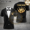 Maxcorners Bowling Polo Shirt Tuxedo Bow Tie Blue Bowling Pins Design Multi Options Personalized Name, Team Name Unisex 3D Shirt (4 Colors)