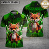 Maxcorners Bowling Fox Polo Shirt Cute Fierce Fox Character Bowling Pins Design Multi Options Personalized Name, Team Name Unisex 3D Shirt (4 Colors)