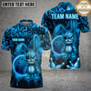 Maxcorners Bowling Bunny Polo Shirt Creepy Stitched Bunny Bowling Ball Design Multi Options Personalized Name, Team Name Unisex 3D Shirt (4 Colors)
