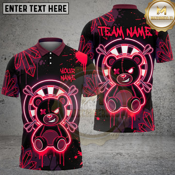 Maxcorners Dart Bear Dartboard Graphic Personalized Name, Team Name Unisex 3D Shirt (4 Colors)
