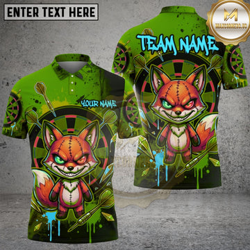 Maxcorners Darts Fox Cartoon Graffiti Target Crystal Personalized Name, Team Name Unisex 3D Shirt (4 Colors)