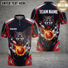 Maxcorners Bowling Fierce Angry Wolf Flaming Fire Bowling Ball Pins Multi Options Personalized Name, Team Name Unisex 3D Shirt (4 Colors)