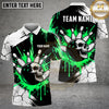 Maxcorners Bowling Skull Splatter Paint Cracked Pattern Bowling Ball Pins Multi Options Personalized Name, Team Name Unisex 3D Shirt (4 Colors)