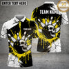 Maxcorners Bowling Skull Splatter Paint Cracked Pattern Bowling Ball Pins Multi Options Personalized Name, Team Name Unisex 3D Shirt (4 Colors)