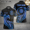 Maxcorners Darts Polo Shirt Dynamic Tribal Wave Dartboard Design Multi Options Personalized Name, Team Name Unisex 3D Shirt (6 Colors)
