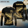 Maxcorners Fishing Black Gold Tribal Splash Design Custom Name & Team Name 3D Shirts Ver 2(13 Breeds)