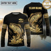 Maxcorners Fishing Black Gold Tribal Splash Design Custom Name & Team Name 3D Shirts Ver 2(13 Breeds)