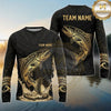 Maxcorners Fishing Black Gold Tribal Wave Design Custom Name & Team Name 3D Shirts (13 Breeds)
