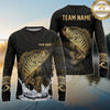 Maxcorners Fishing Black Gold Tribal Wave Design Custom Name & Team Name 3D Shirts (13 Breeds)