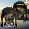 Maxcorners Fishing Black Gold Tribal Wave Design Custom Name & Team Name 3D Shirts (13 Breeds)
