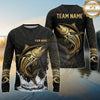 Maxcorners Fishing Black Gold Tribal Wave Design Custom Name & Team Name 3D Shirts (13 Breeds)