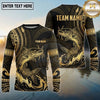 Maxcorners Fishing Black Gold Tribal Wave Design Custom Name & Team Name 3D Shirts Ver 2 (13 Breeds)