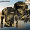 Maxcorners Fishing Black Gold Tribal Wave Design Custom Name & Team Name 3D Shirts Ver 2 (13 Breeds)