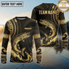 Maxcorners Fishing Black Gold Tribal Wave Design Custom Name & Team Name 3D Shirts Ver 2 (13 Breeds)