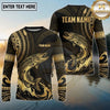 Maxcorners Fishing Black Gold Tribal Wave Design Custom Name & Team Name 3D Shirts Ver 2 (13 Breeds)