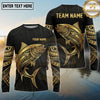 Maxcorners Fishing Black Gold Tribal Polynesian Design Custom Name & Team Name 3D Shirts Ver 2 (13 Breeds)