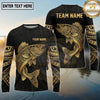 Maxcorners Fishing Black Gold Tribal Polynesian Design Custom Name & Team Name 3D Shirts Ver 2 (13 Breeds)