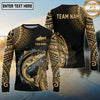 Maxcorners Fishing Black Gold Tribal Water Splash Design Custom Name & Team Name 3D Shirts Ver 5 (13 Breeds)