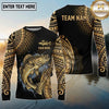 Maxcorners Fishing Black Gold Tribal Water Splash Design Custom Name & Team Name 3D Shirts Ver 5 (13 Breeds)