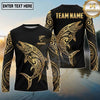 Maxcorners Fishing Black Gold Tribal Swirl Design Custom Name & Team Name 3D Shirts (13 Breeds)