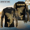 Maxcorners Fishing Black Gold Tribal Swirl Design Custom Name & Team Name 3D Shirts (13 Breeds)