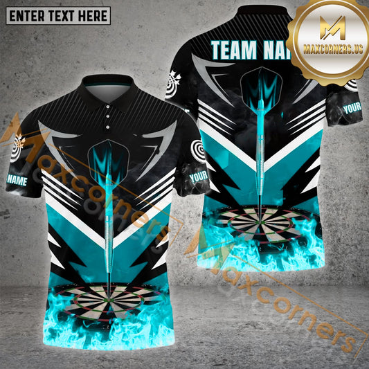Maxcorners Darts Dainsleif Flame Pattern Multicolor Options Personalized Name, Team Name 3D Polo Shirt (4 Colors)