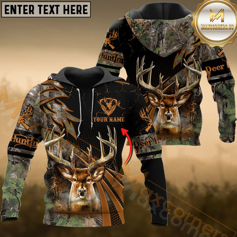 Maxcorners Deer Hunting Brown Camo Dot Pattern Custom Name Shirt 3D All Over Printed Clothes