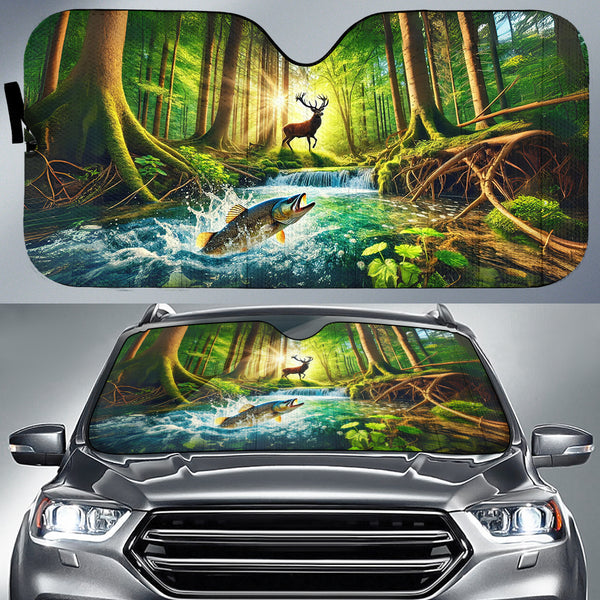 Maxcorners Fishing & Deer 2 Hunting Car Auto Sun Shade