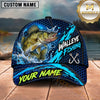 Maxcorners Fishing Blue Splash Honeycomb Pattern Brush Strokes Fish Hooks Personalized Name Unisex Classic Cap