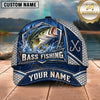 Maxcorners Fishing Silver Metal Frame Honeycomb Grid Navy Blue Water Splash Fish Hooks Personalized Name Unisex Classic Cap