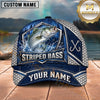 Maxcorners Fishing Silver Metal Frame Honeycomb Grid Navy Blue Water Splash Fish Hooks Personalized Name Unisex Classic Cap