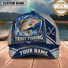 Maxcorners Fishing Silver Metal Frame Honeycomb Grid Navy Blue Water Splash Fish Hooks Personalized Name Unisex Classic Cap