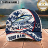 Maxcorners Fishing Japanese Ocean Wave Water Splash Honeycomb Grid Fish Hooks Personalized Name Unisex Classic Cap